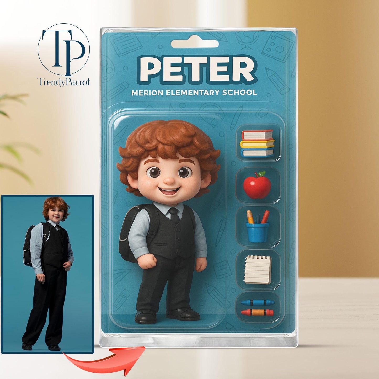 Personalized Back to School Gifts for Kids, Custom Photo Action Figure Acrylic Block, Unique Student Gift, First Day of School Gifts for Kid