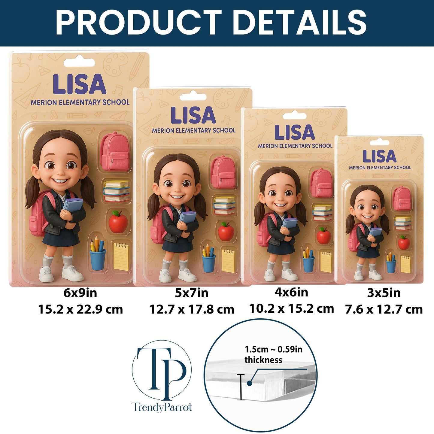 Personalized Back to School Gifts for Kids, Custom Photo Action Figure Acrylic Block, Unique Student Gift, First Day of School Gifts for Kid