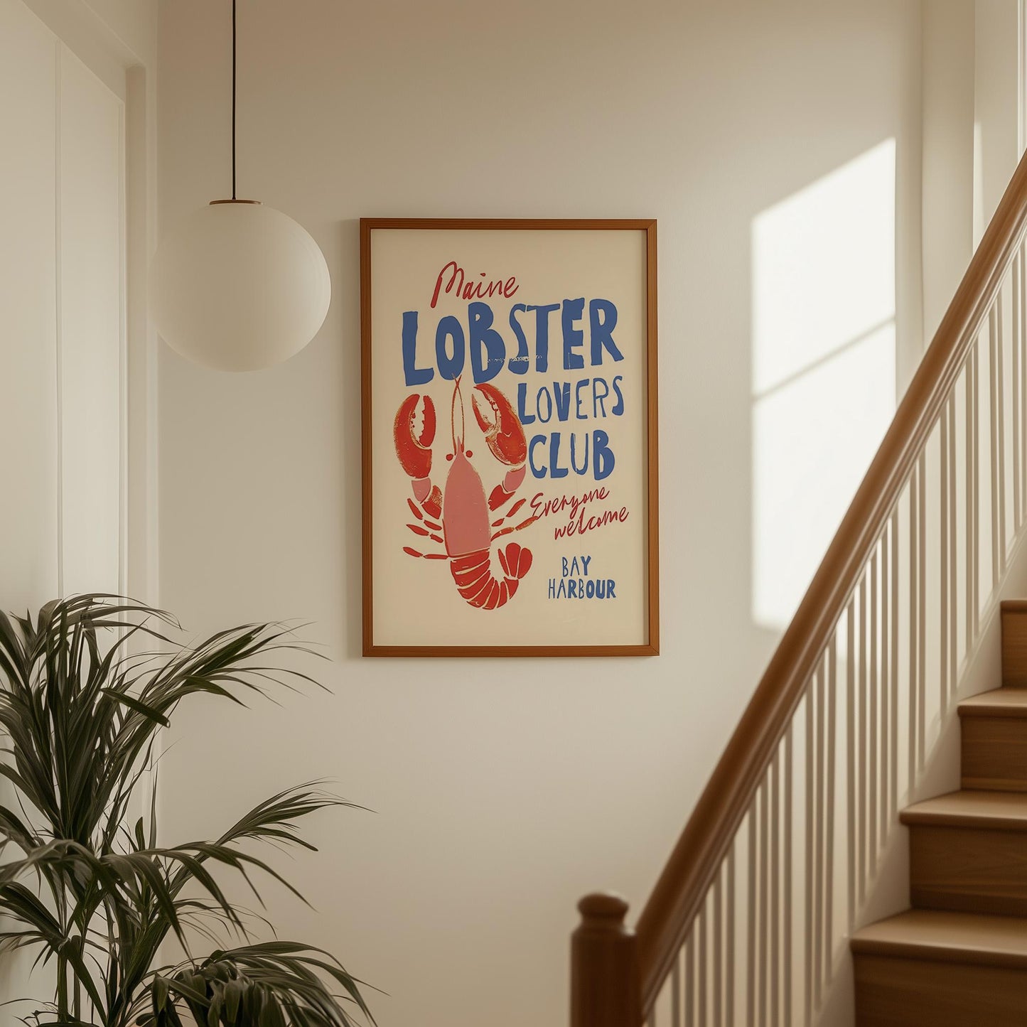 Lobster Watercolor Print: Coastal Beach House Wall Art