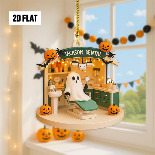 Personalized Dental 2D Flat Ornament, Custom Name Ornament, Dental Office Ornament, Halloween Window Hangings, Dentist Ornament Gift