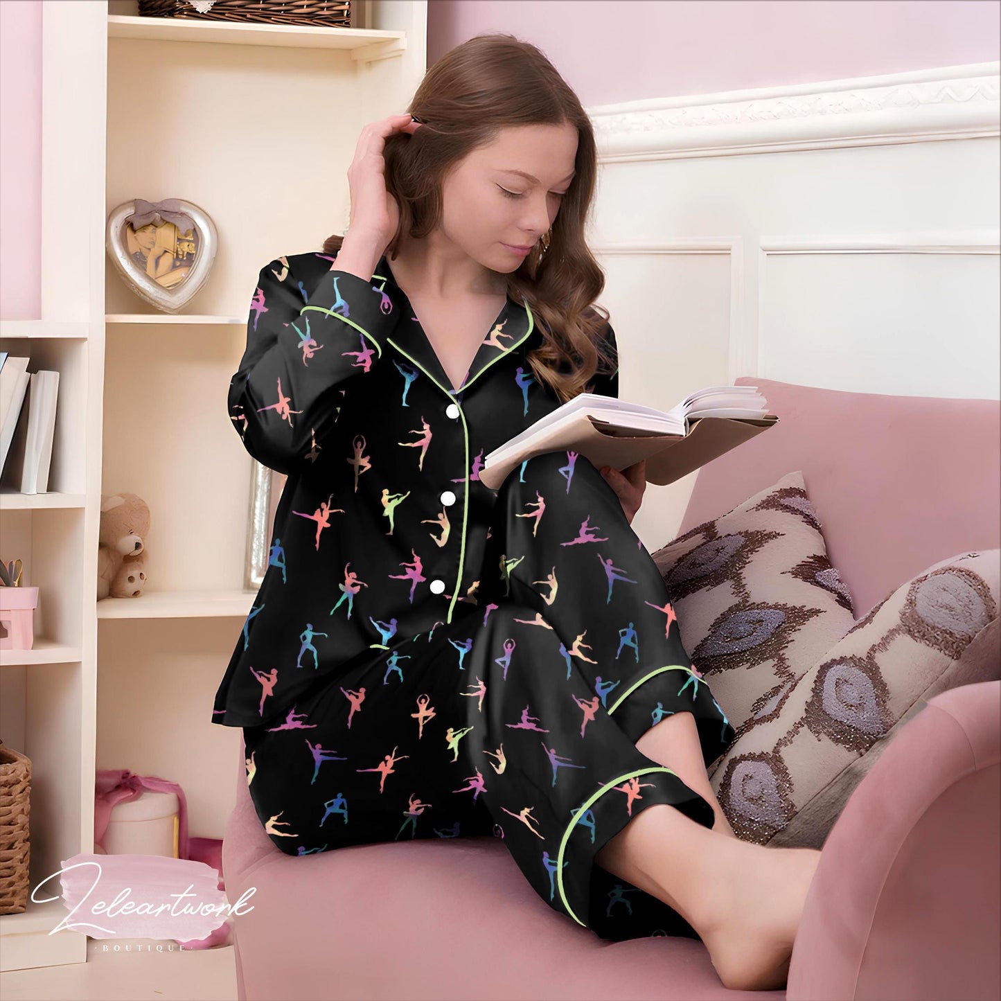 Ballet Dancer Set – Colorful Dance Pajama Shorts | Rainbow Ballerina Sleepwear | Elegant Nightwear Gift