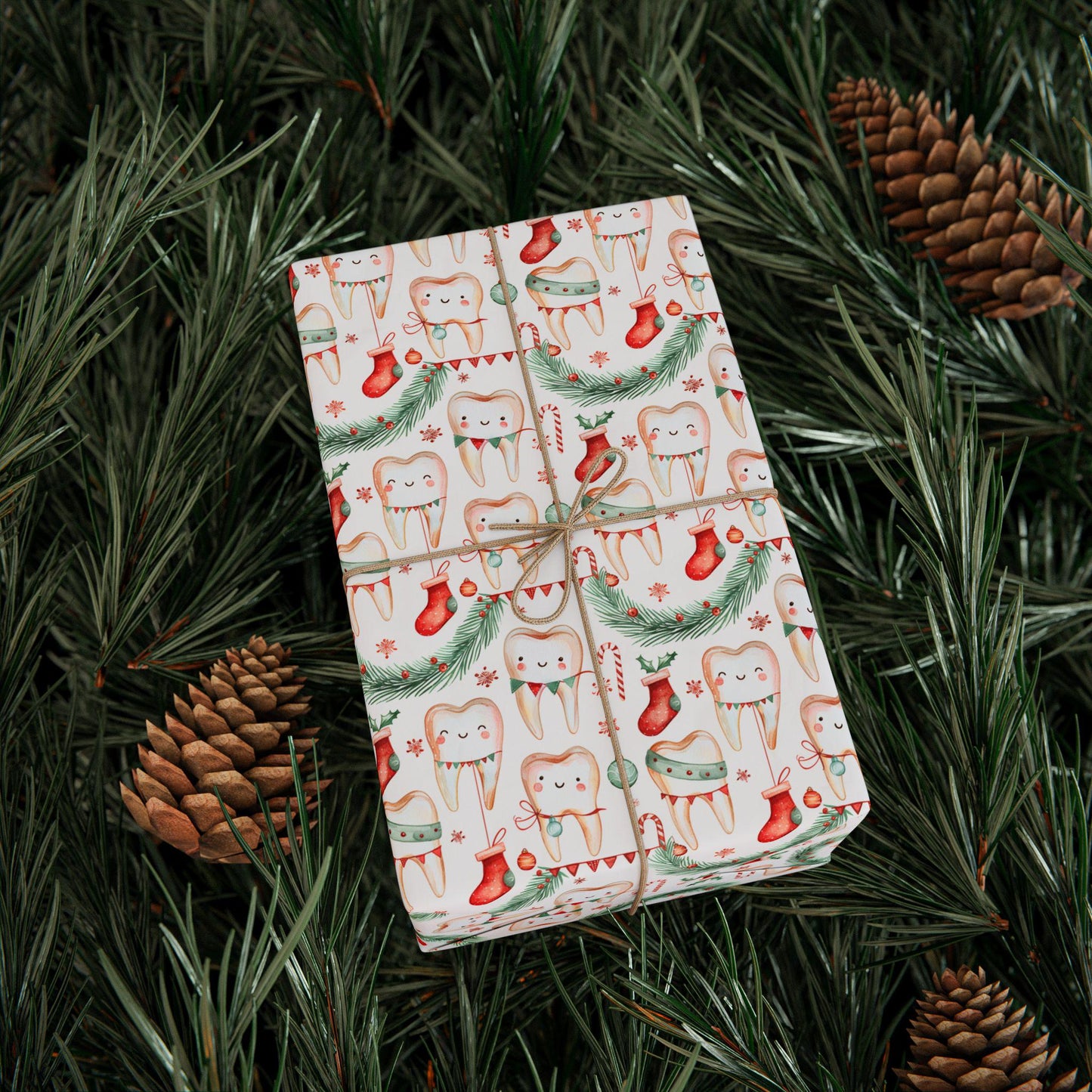 Wrapping Paper for Dentists, Modern Tooth Pattern, Office Gift Wrap Christmas Fun Gift Wrap for Dental Office Dentist and Hygienists