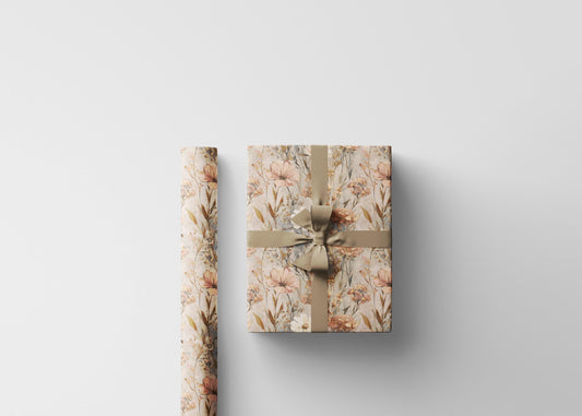 Whimsical Wildflower Gift Wrap for Baby Girl Shower | Floral Cottage Wrap for New Moms and Nursery Presents