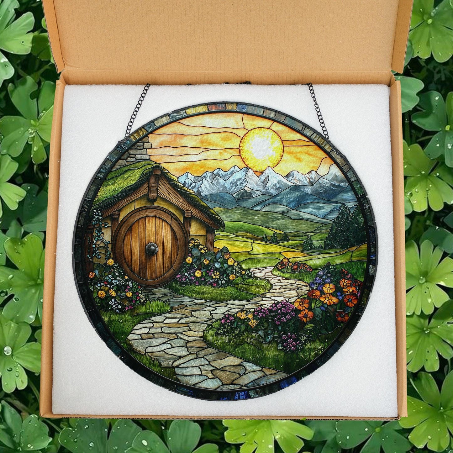 Hobbit House SUNCATCHER Stained Glass, Fantasy Window Decor, The Shire Inspired Art, Velaris Stained Glass, Magical Decor, LOTR Fans Gift