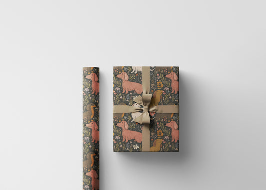 Cute Dachshund floral wrapping paper for Dog Lovers | Weiner Dog gift wrap for Doxie Mama, Dachshund Mom or Sausage Dog Fan