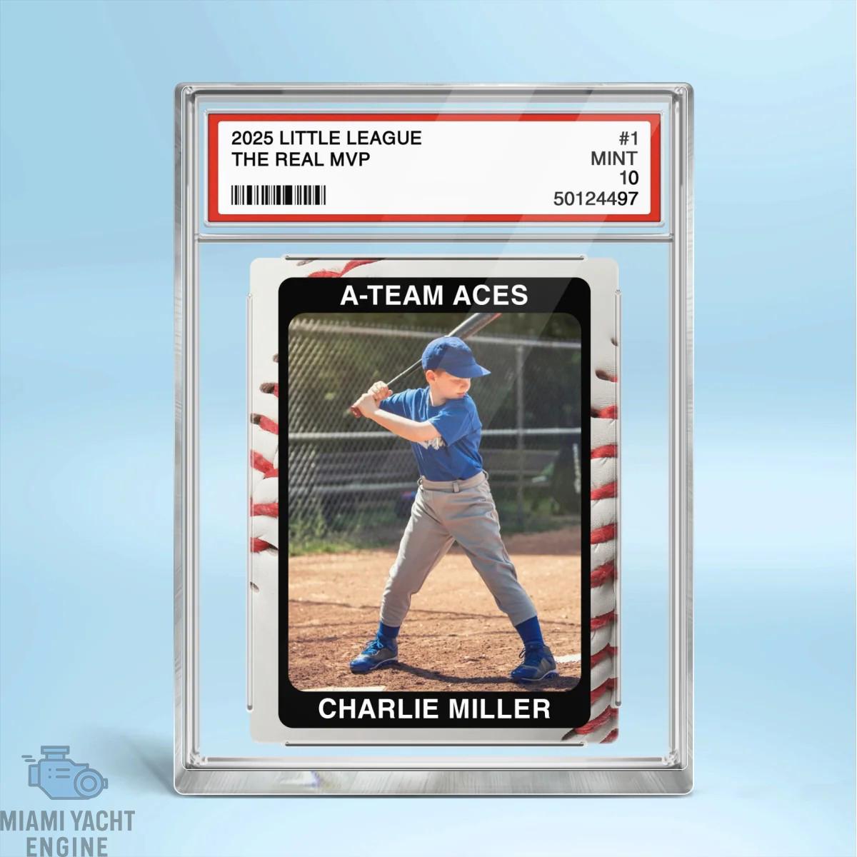 Baseball Player Gift Personalized Little League Trading Card Acrylic Block Plaque, Custom Baseball Team Photo Keepsake, Sports Award Decor