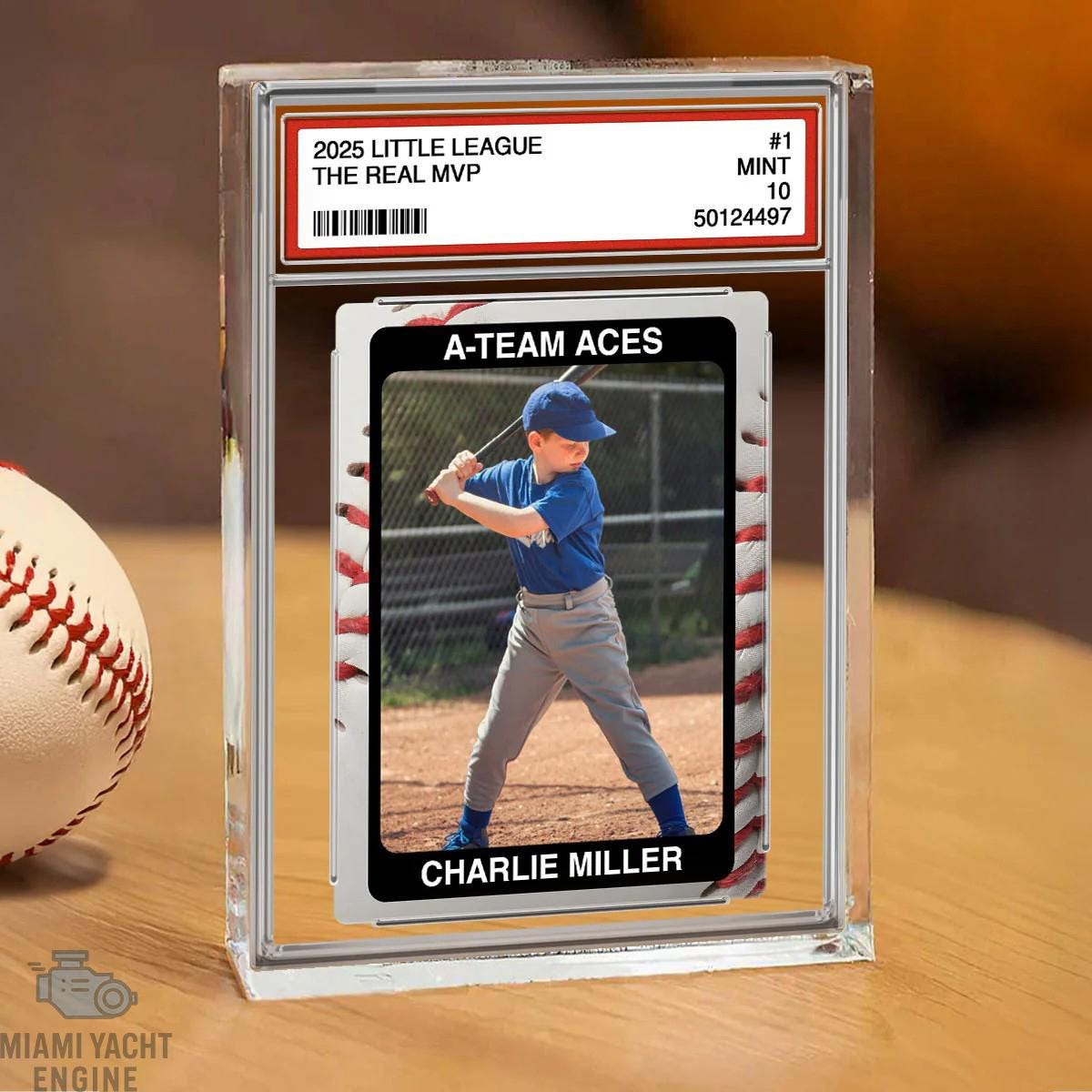 Baseball Player Gift Personalized Little League Trading Card Acrylic Block Plaque, Custom Baseball Team Photo Keepsake, Sports Award Decor