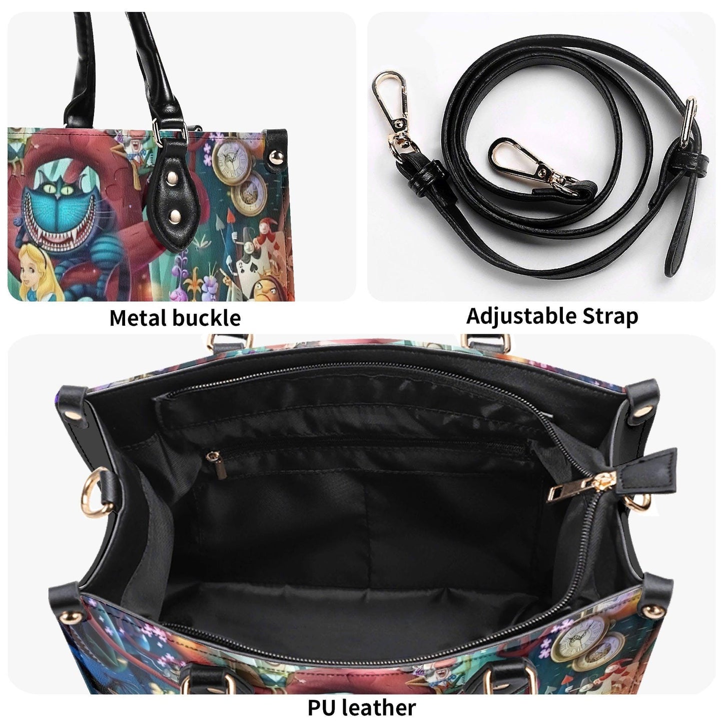 Queen’s Parade Purse | Tote Handbag | Top-Grain Leather Handbag | Vegan Leather | Wonderland Lovers Bag | Custom Tote Bag