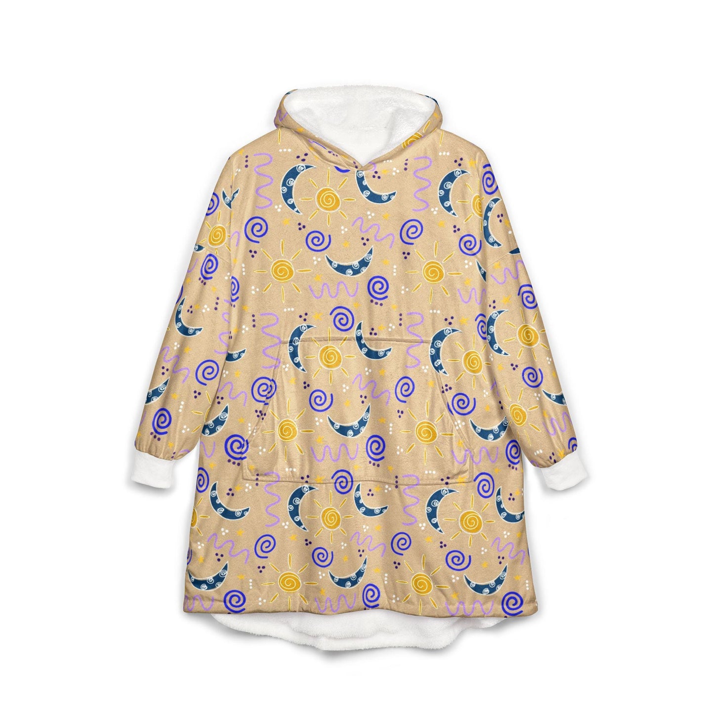 Celestial Sun & Moon Sherpa Blanket Hoodie: Cozy Astrology Loungewear