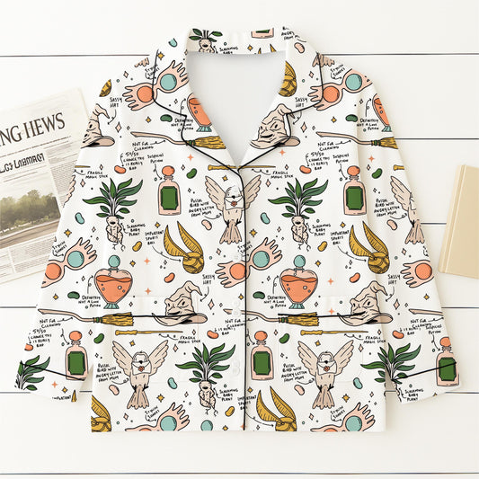 Halloween HP Movie Pajamas Set, Halloween Wizard Movie Nightwear, Magic Kingdom Sleepwear, Cozy Homewear For Witch Movie Fan