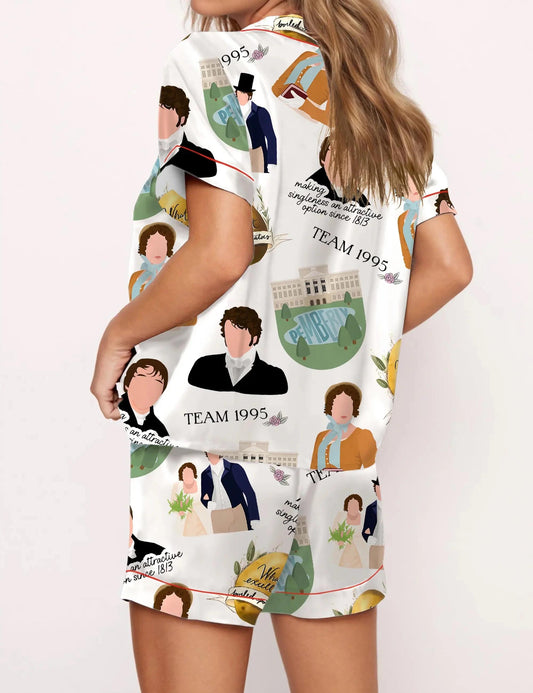 1995 Pride And Prejudice Silky Satin Pajama Set For Women Pajamas Set