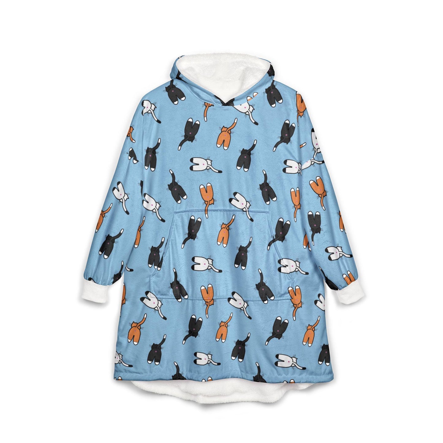 Cat Butt Hooded Blanket: Funny Cat Lover Fleece Hoodie