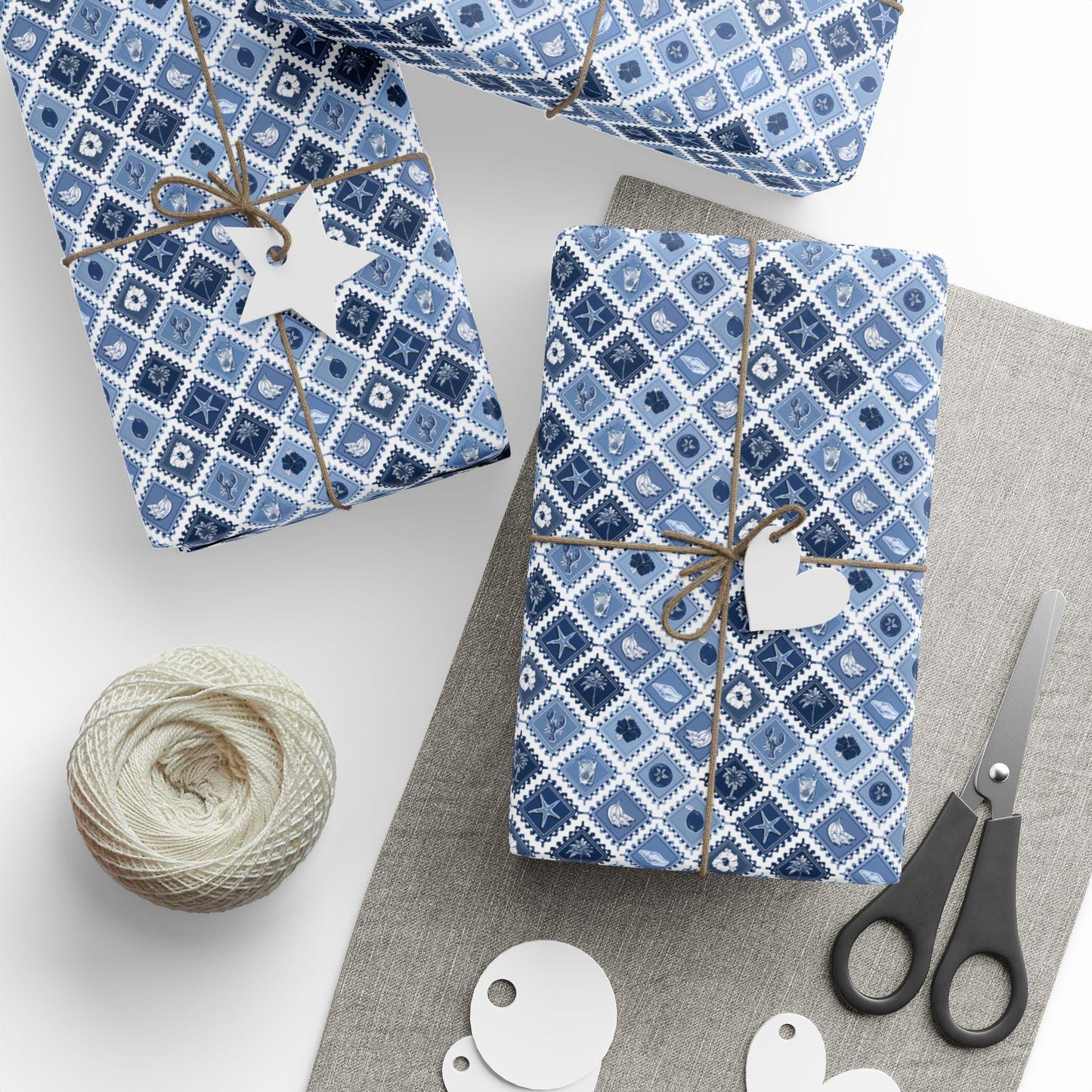 Nautical Coastal Wrapping Paper Coconut girl Beachy Gift Wrap Beach Exotic fruits Hawaii Birthday bachelorette ocean coastal wedding wrap