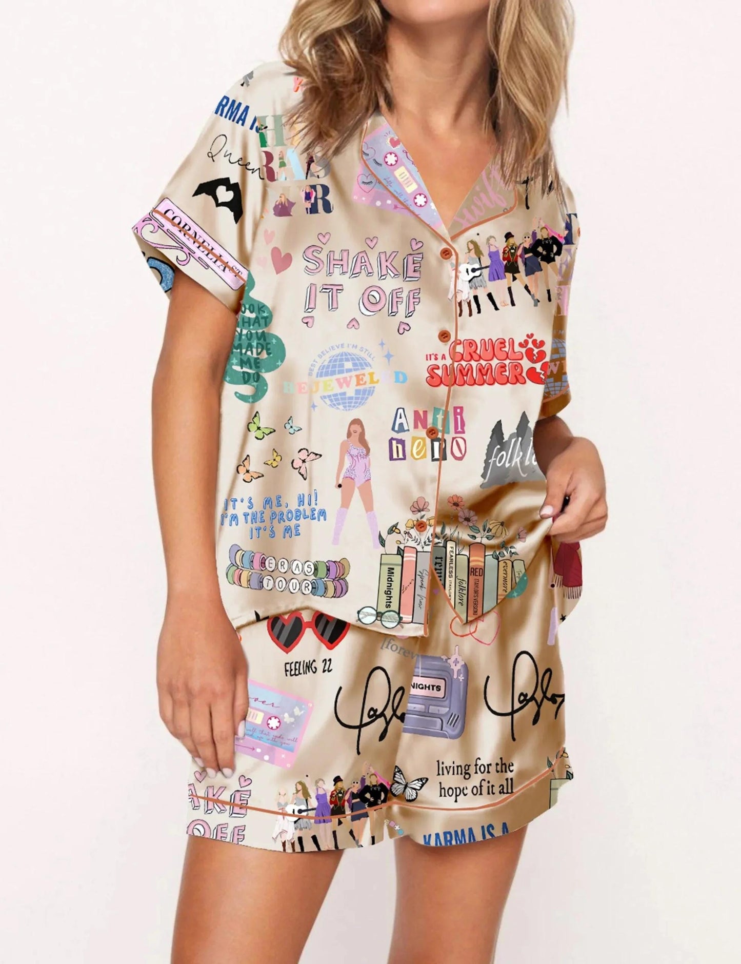 Music Artists Tour Satin Pajama Set For Women Pajamas Set