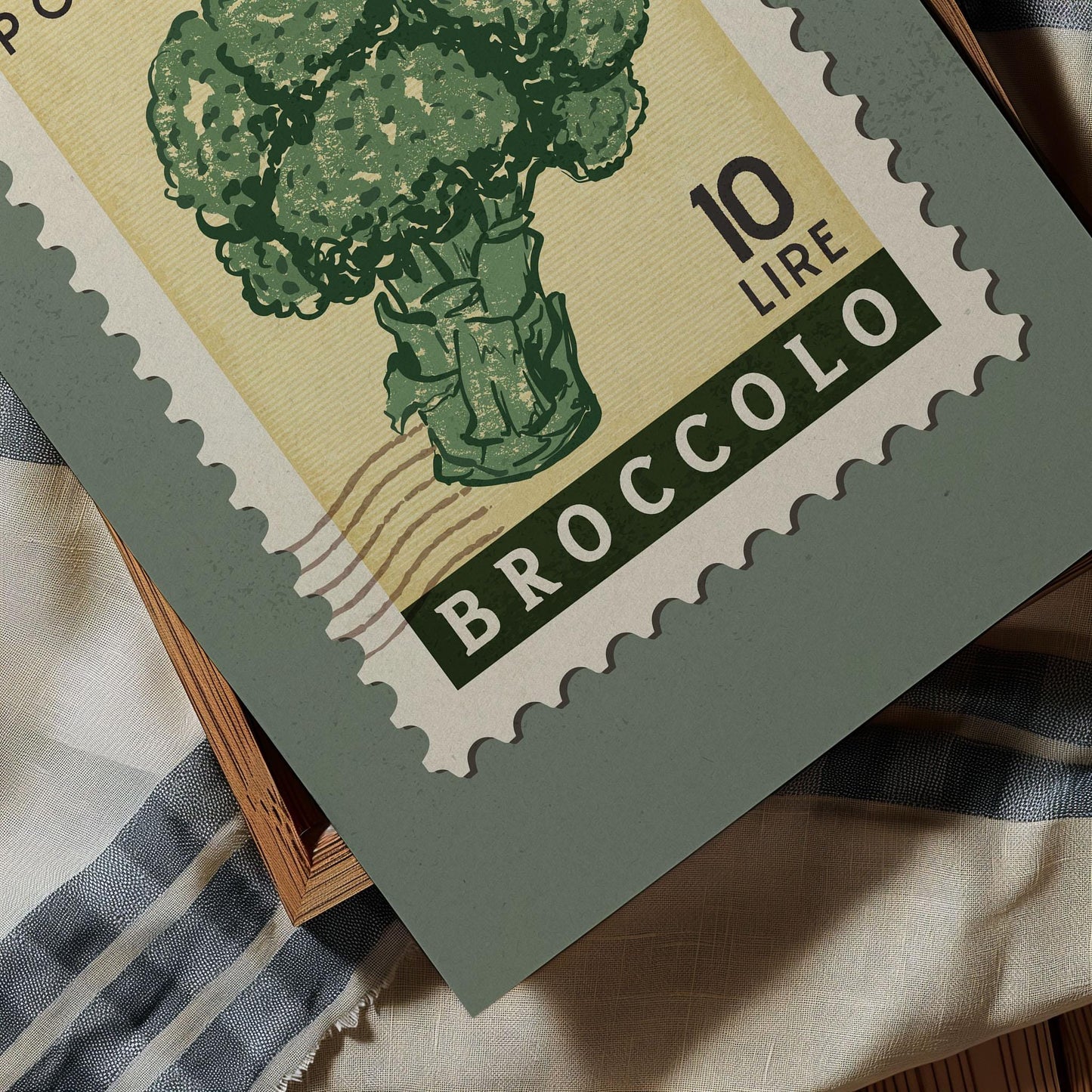Vintage Broccoli Poster, Italian Food Art Print | Retro Kitchen Print | Retro Stamp Poster, Trendy Kitchen Art, Food Gift Ideas