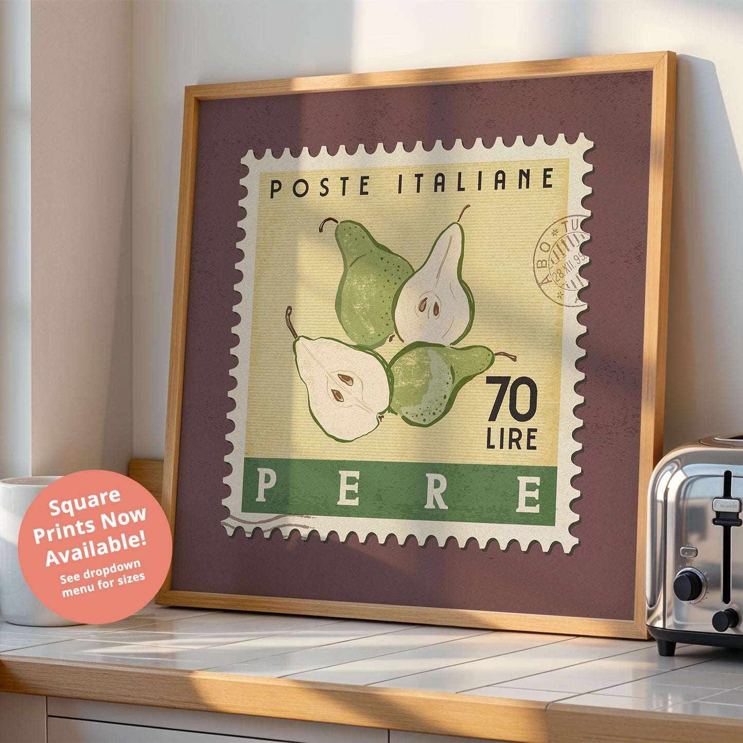Pear Poster, Pear Fruit Market Print | Italian Food Art | Vintage Fruit Poster, Pear Wall Art, Food Illustration