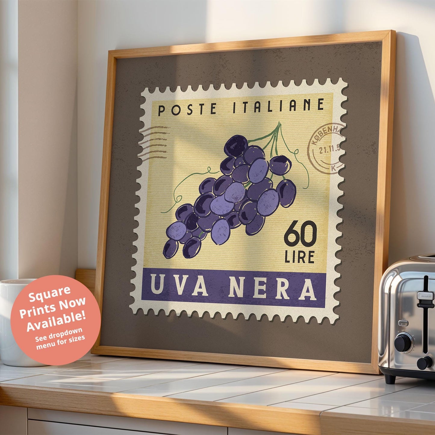 Black Grapes Poster, Black Grapes Fruit Market Print | Italian Food Art | Funky Fruit Poster, Black Grapes Wall Art, Ingredients Poster