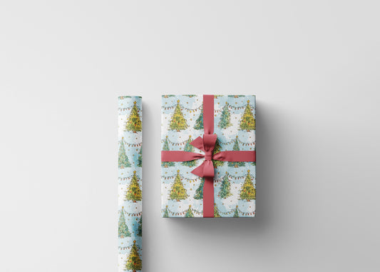 Retro Christmas Wrapping Paper, Vintage-Inspired Holiday Gift Wrap Roll, Custom Winter Theme Packaging #5