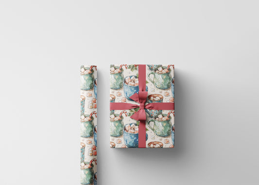 Retro Christmas Wrapping Paper, Vintage Holiday Wrap Roll, Custom Printed Christmas Gift Paper #14