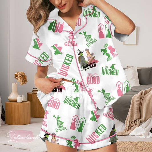 Wicked Lover Pajama – Team Elphaba And Glinda Inspired Sleep Set, Musical Fan Loungewear with “The Good” & “The Wicked” Print