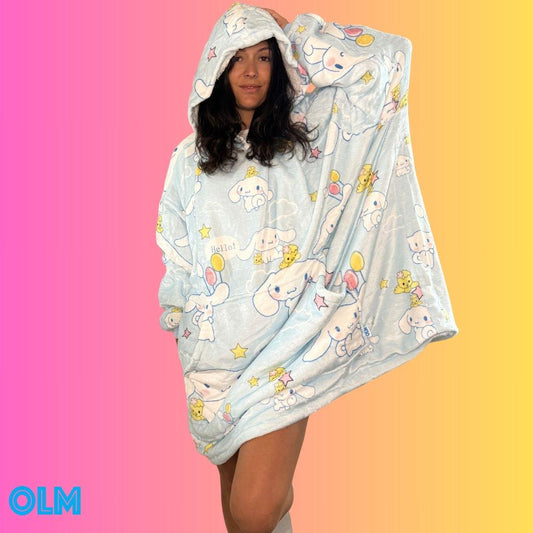 Anime Blanket Hoodie  oversize snuggle Sherpa  Cinnamoroll from hello kitty unisex adults and kids