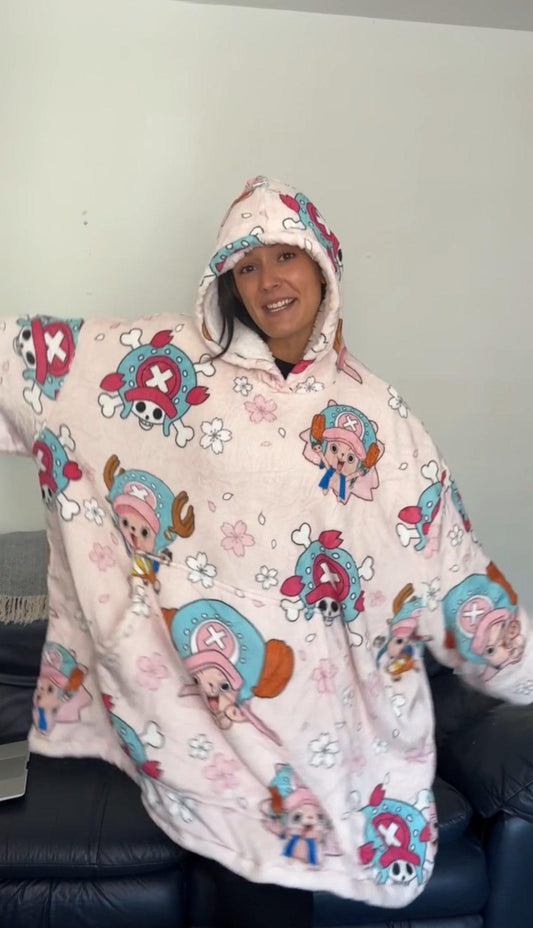 Anime Blanket Hoodie  oversize snuggle Sherpa  unisex adults and kids