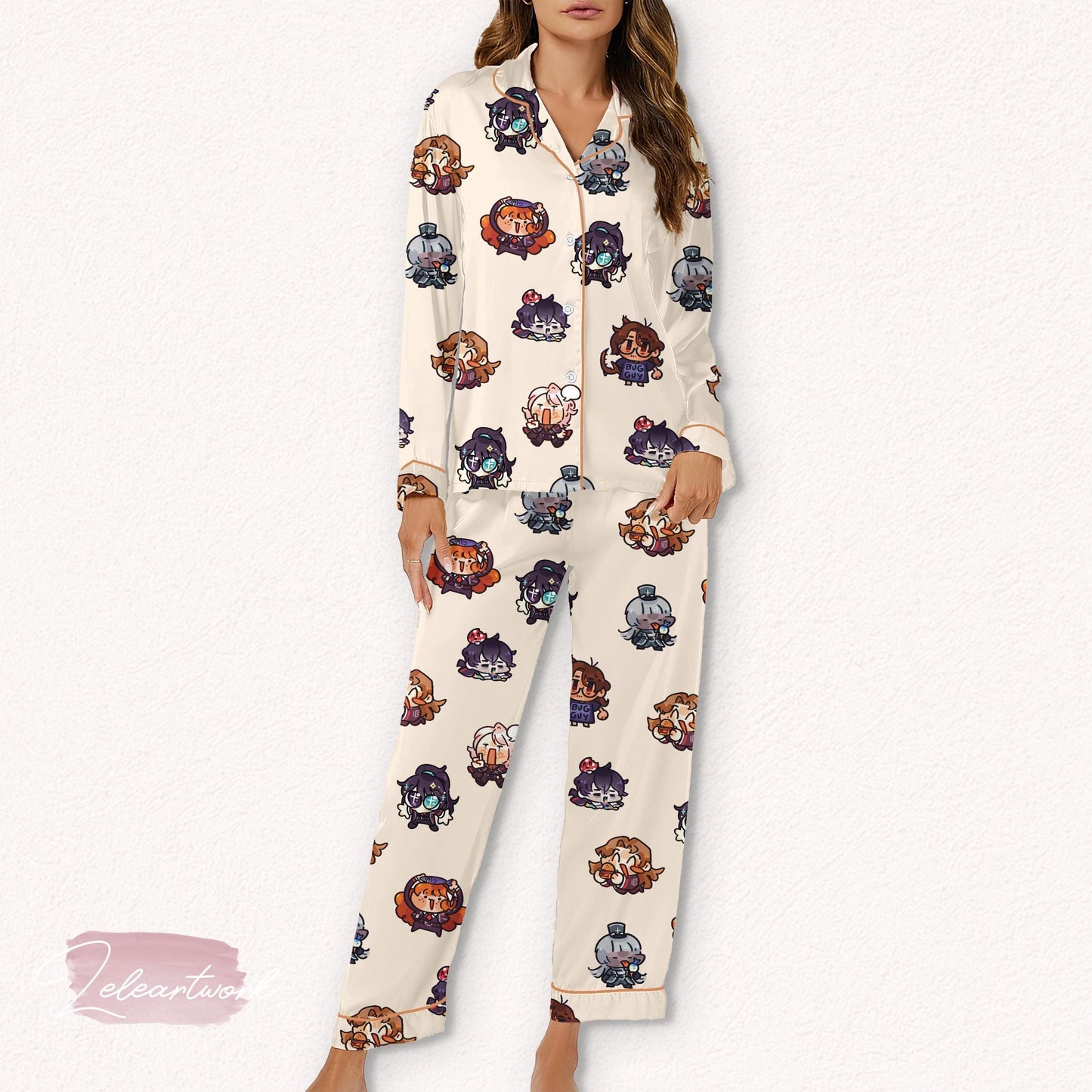 Limbus Company Set – Chibi Game Character Satin Pajamas | Soft Cozy Gamer Sleepwear for Project Moon & Limbus Fans