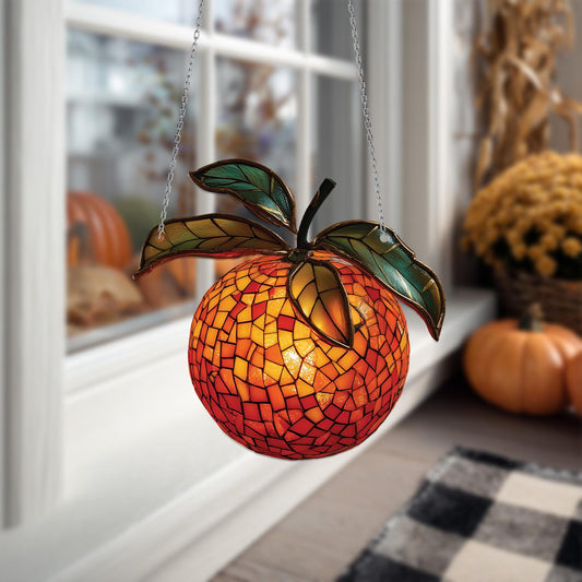 Orange Fruit Window Hanging, Bright and Fresh Citrus Decor for Kitchen or Dining Room, Vibrant Summer Home Accent Ornament