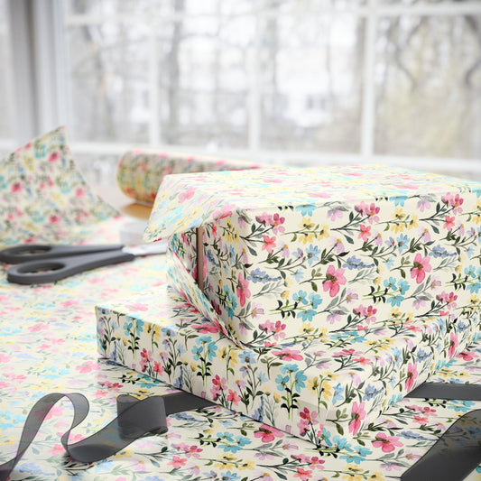 Wildflowers Wrapping Paper Rustic Floral Gift Wrap for Nature Lovers, Spring Birthdays, Cottagecore Weddings & Garden Party Packaging