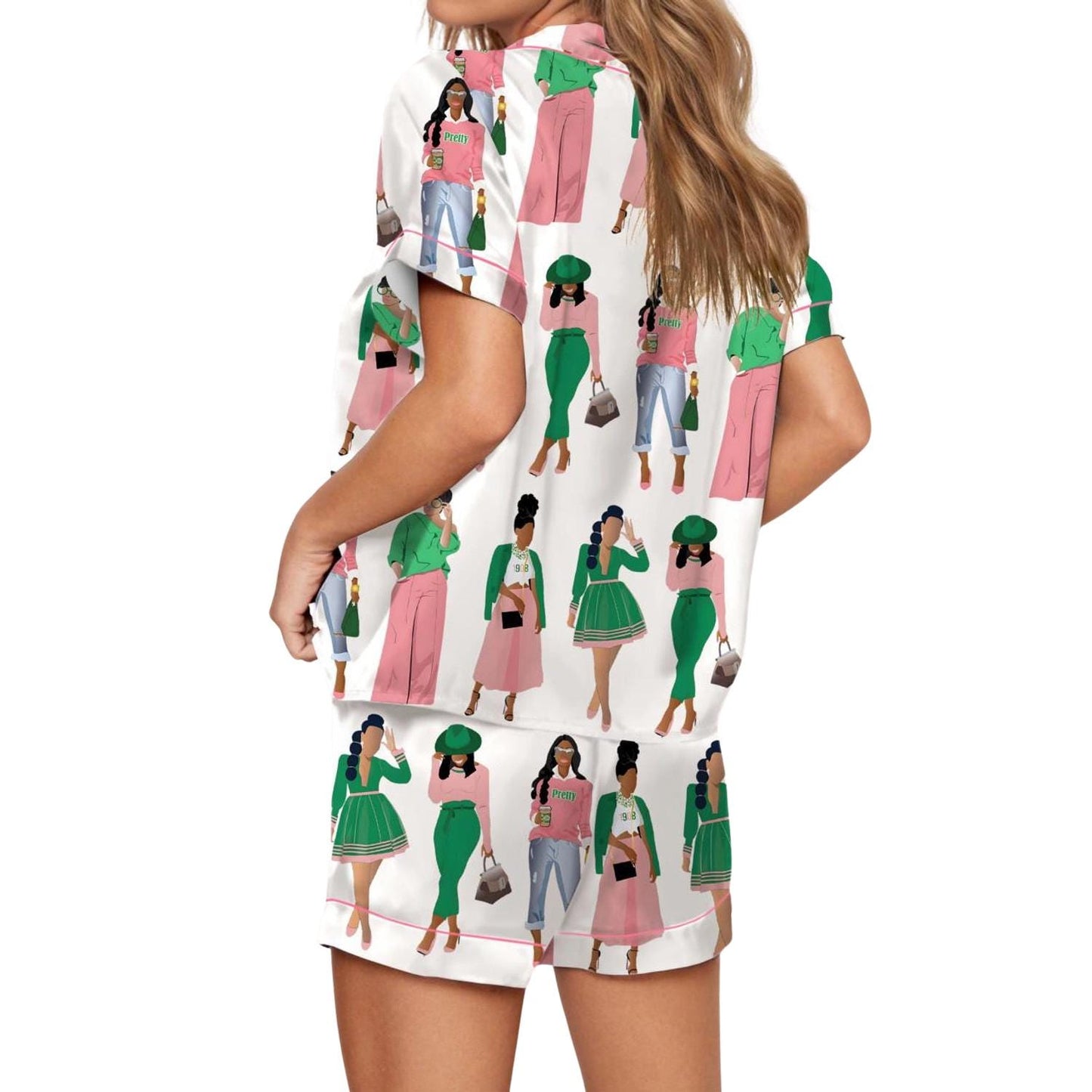 Sisterhood-Inspired Satin Pajama Set For Women HVNHWA98 Pajamas Set