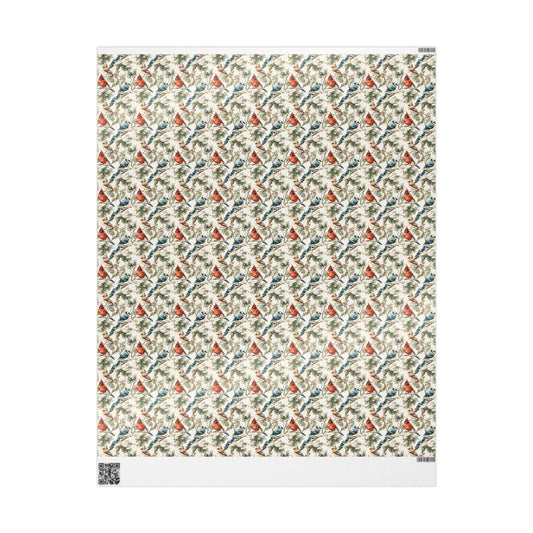 Nature Bird Watching Wrapping Paper for Birders and Wildlife Fans, Unique Gift Wrap with Songbirds and Forest Inspired Prints #3