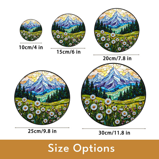 Wildflower Mountain Landscape Suncatcher Window Hanging Nature Art Gift for Mom