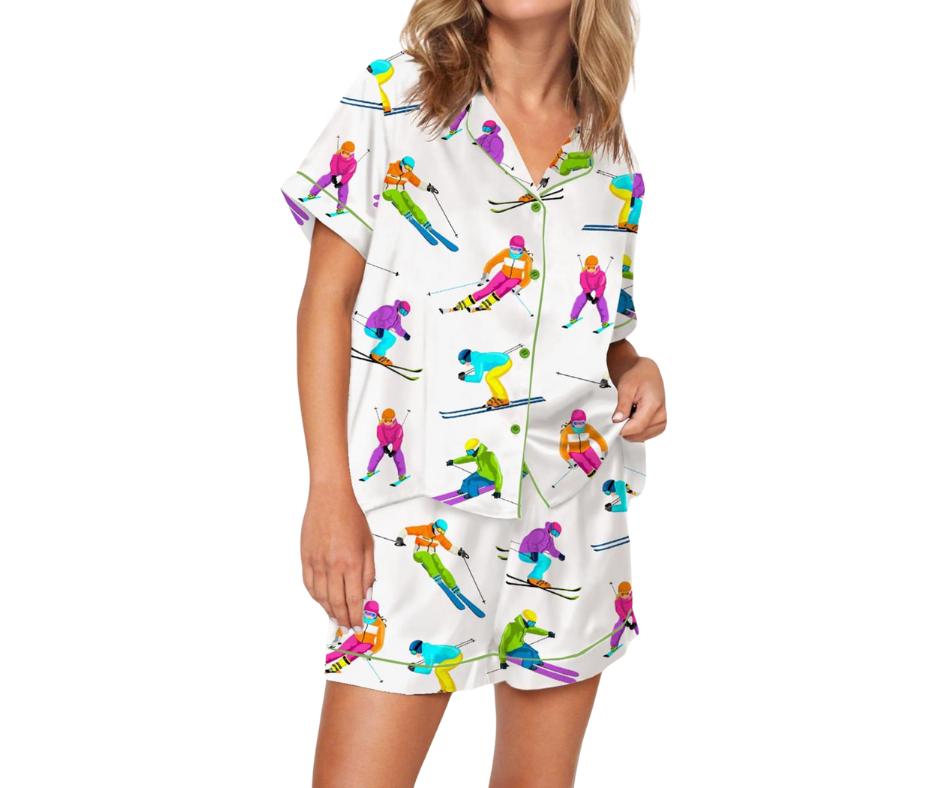 Skiing Life Satin Pajama Set For Women Pajamas Set