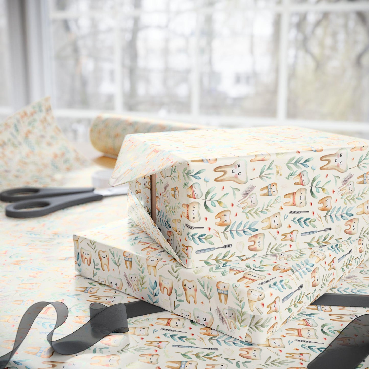 Dentist Gift Wrap for Adults, Orthodontist Office Wrapping Paper Fun Gift Wrap for Dental Office Dentist and Hygienists