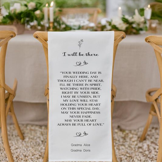 Personalized Reserved Chair Sign for Mother of the Bride, Father of the Groom, Wedding Memorial Fabric Banner In Loving Memory Wedding Gift