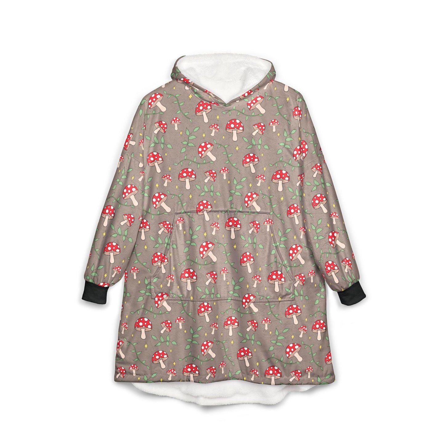 Mushroom Hooded Blanket: Cozy Fleece Wearable Throw, Nature Lover Gift