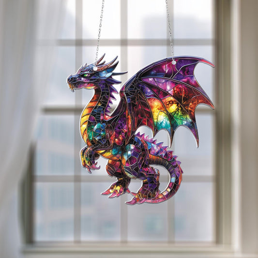 Galaxy Dragon Hanging Decor, Vibrant Celestial Fantasy Creature for Mystical Window Display, Unique Gift for Dragon Lover and Magic