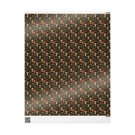 Vintage Mushroom Wrapping Paper Roll for Autumn Fall Woodland Gifts, Fall Forest Cottagecore Party Decor, Custom Natural Gift Packaging