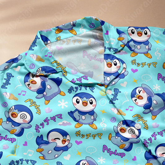 Cute Blue Penguin Pajama Set - Anime Comfortable Kawaii Loungewear Gift for Anime Fans