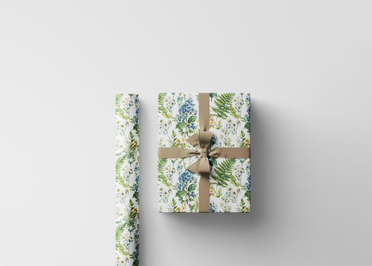 Soft Wildflower Wrapping Paper for Bridal Shower Gifts | Romantic Garden Gift Wrap for Brides and Bridesmaids
