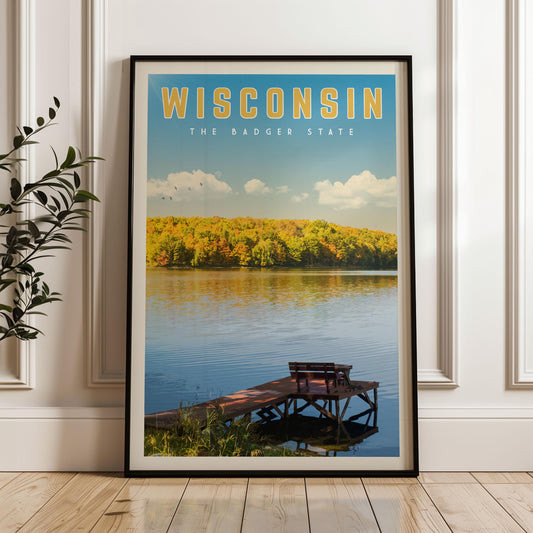Wisconsin Travel Poster, Wisconsin Art Print, Wisconsin Gift, Wisconsin Wall Art, Wisconsin Home Decor, Retro Wisconsin Canvas