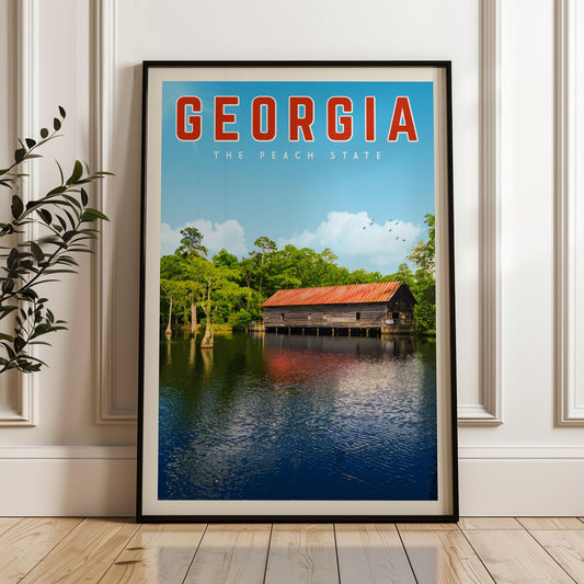 Georgia Poster, Georgia Framed Print, Georgia Wall Art, Georgia Decor, Georgia Gift, Atlanta Georgia Travel Poster, Georgia Map