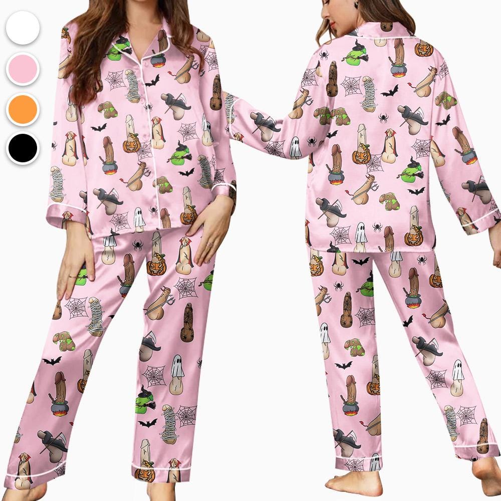 Spooky Halloween Penis Pajamas, Inappropriate Gifts, Adult Humor Apparel, Dirty Humor and Raunchy Adult Pjs, Funny Halloween Dicks Costume