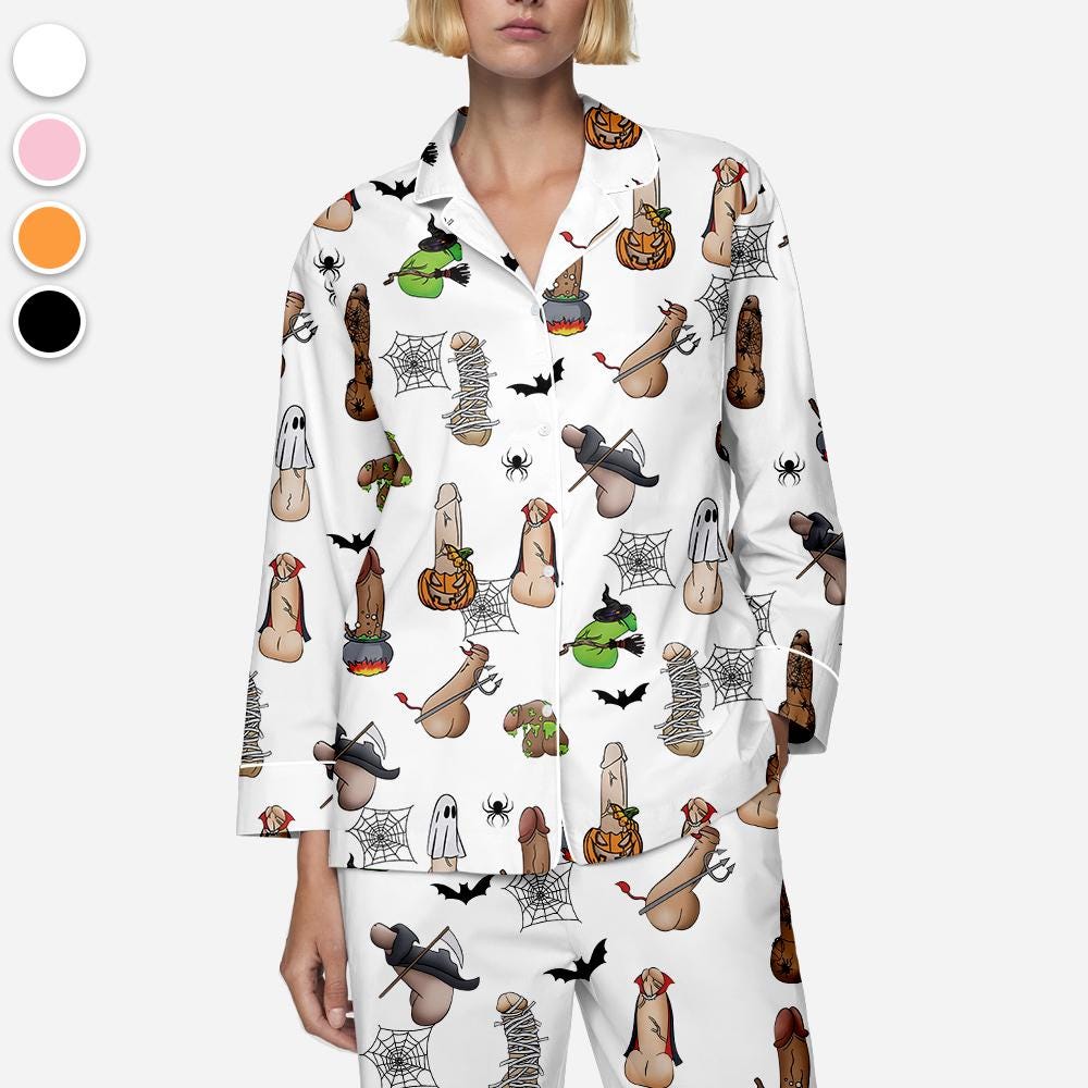 Spooky Halloween Penis Pajamas, Inappropriate Gifts, Adult Humor Apparel, Dirty Humor and Raunchy Adult Pjs, Funny Halloween Dicks Costume