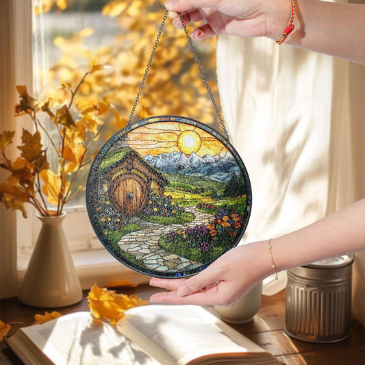 Hobbit House SUNCATCHER Stained Glass, Fantasy Window Decor, The Shire Inspired Art, Velaris Stained Glass, Magical Decor, LOTR Fans Gift