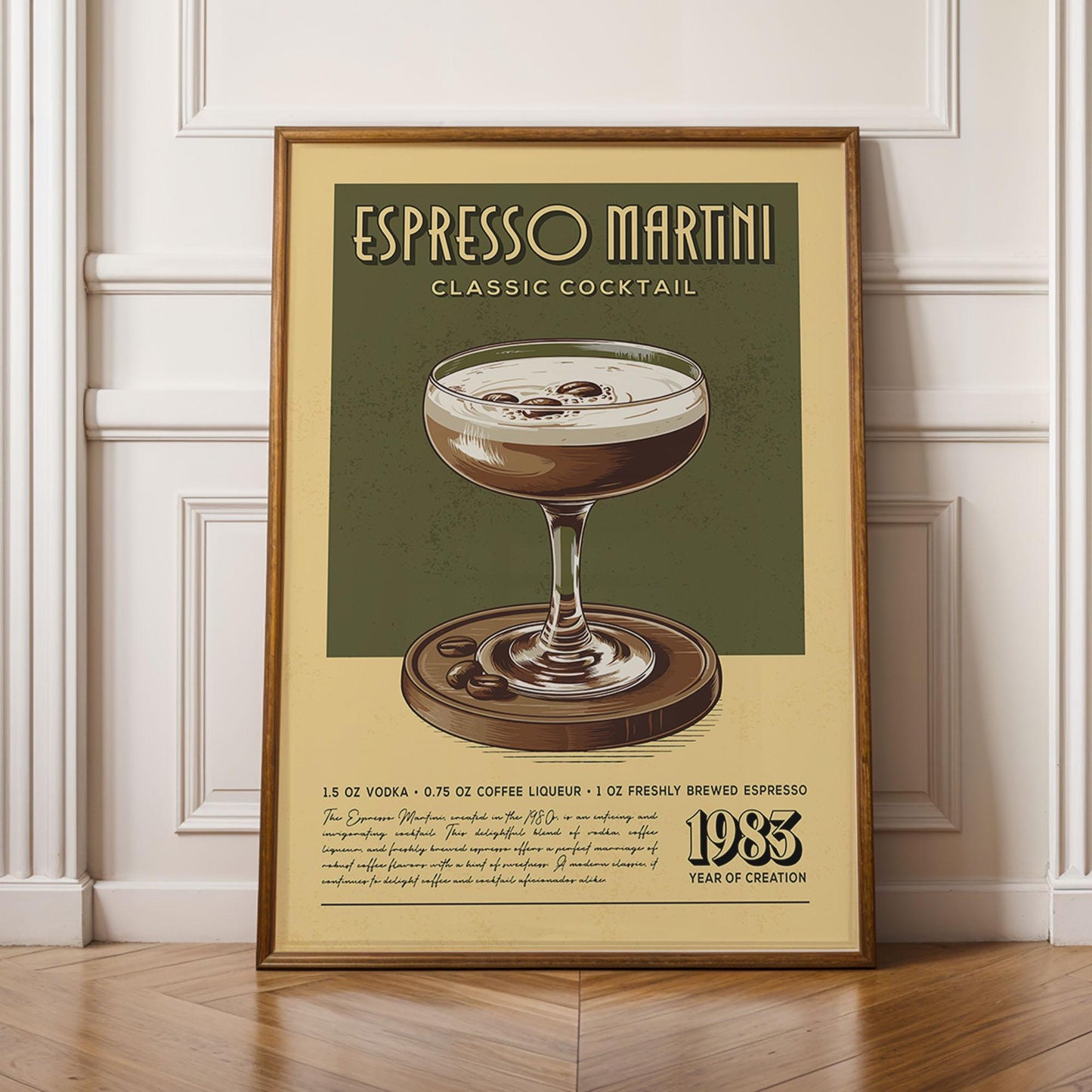 Espresso Martini Print, Espresso Martini Poster, Classic Cocktail Bar Wall Art, Bar Cart Art Prints, Retro Cocktail Print, Bar Accessories