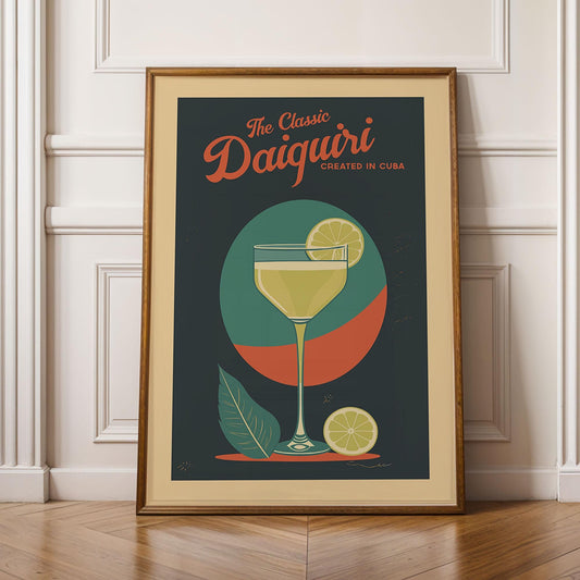 Daiquiri Cocktail Poster, Daiquiri Cocktail Print,  | Bar Cart Prints | Kitchen Wall Art for Mid Century Modern Home Bar