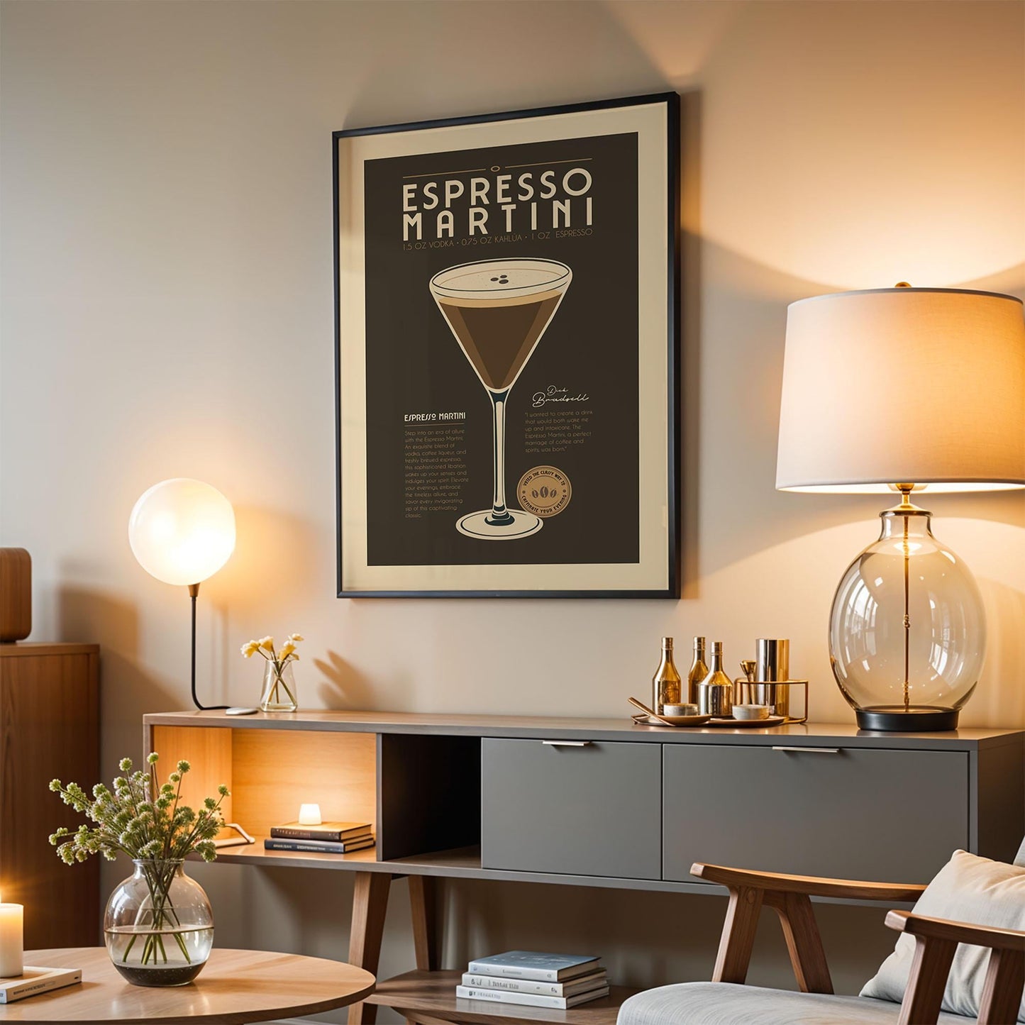 Espresso Martini Print, Espresso Martini Poster, Cocktail Bar Wall Art, Bar Cart Art Prints, Retro Cocktail Print, Bar Cart Accessories