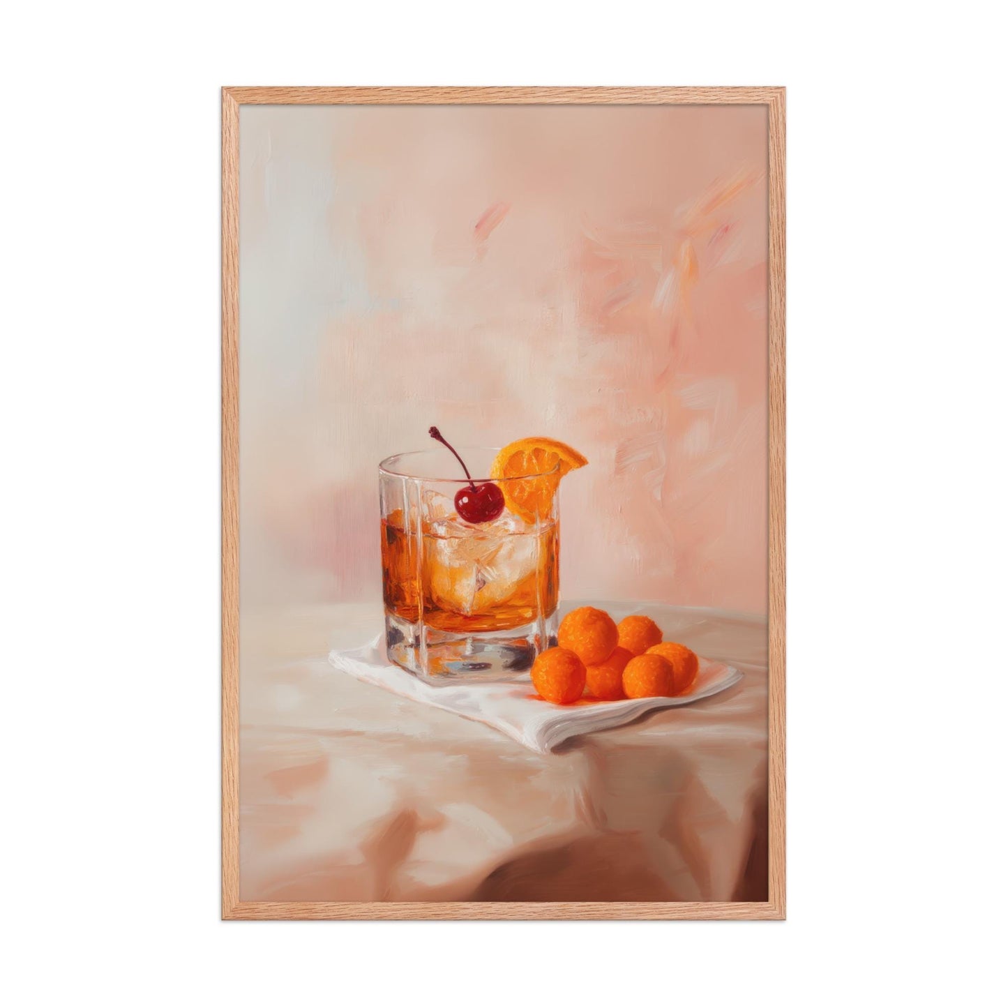 Old Fashioned Cocktail with Cheese Balls Fine Art Print | Cute Quirky Whimsical | Cocktail Art | Bar Cart Decor | Trendy Home Wall Art Gift