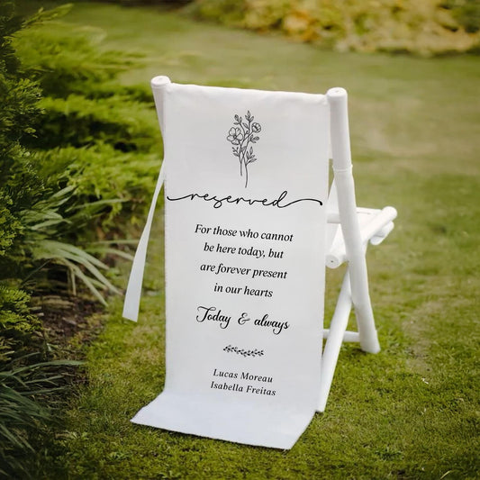 Reserved in Loving Memory Wedding Chair Banner – Personalized Memorial Sign for Ceremony, Today & Always, Tribute to Loved Ones